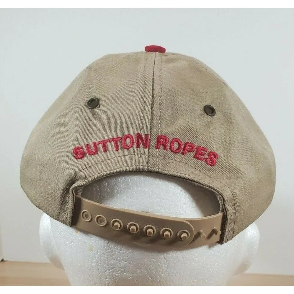 Vtg Dad Hat Tan Red Snapback Embroidered Southwest‎ Sutton Ropes Made in USA